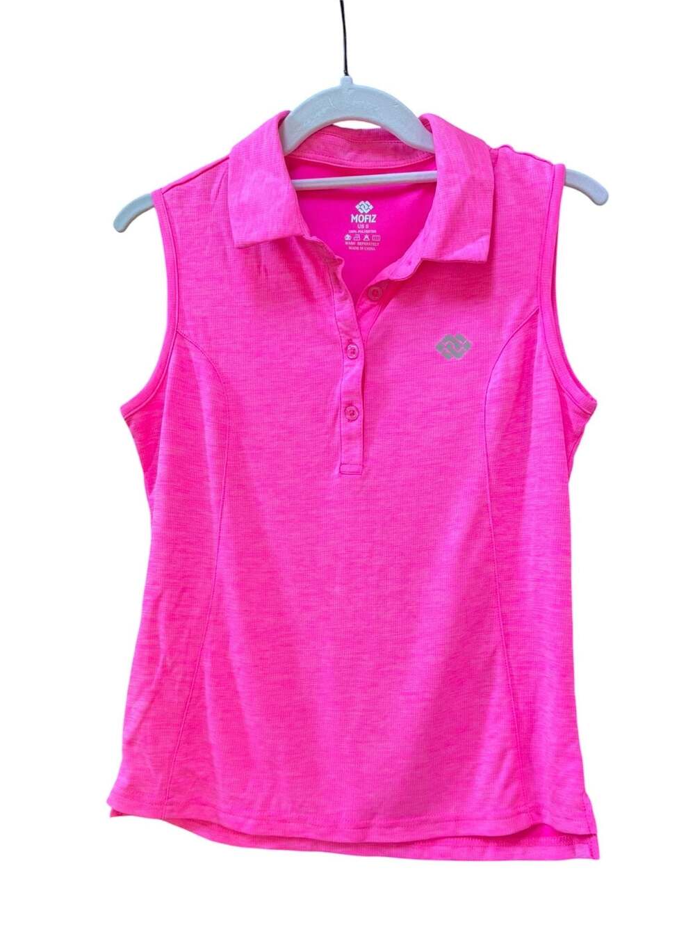 Mofiz Women's Sleeveless Quick-Dry Golf Polo Shirt, Hot Pink, Size Small